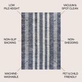 Curry Geometric Striped Machine-washable Area Rug