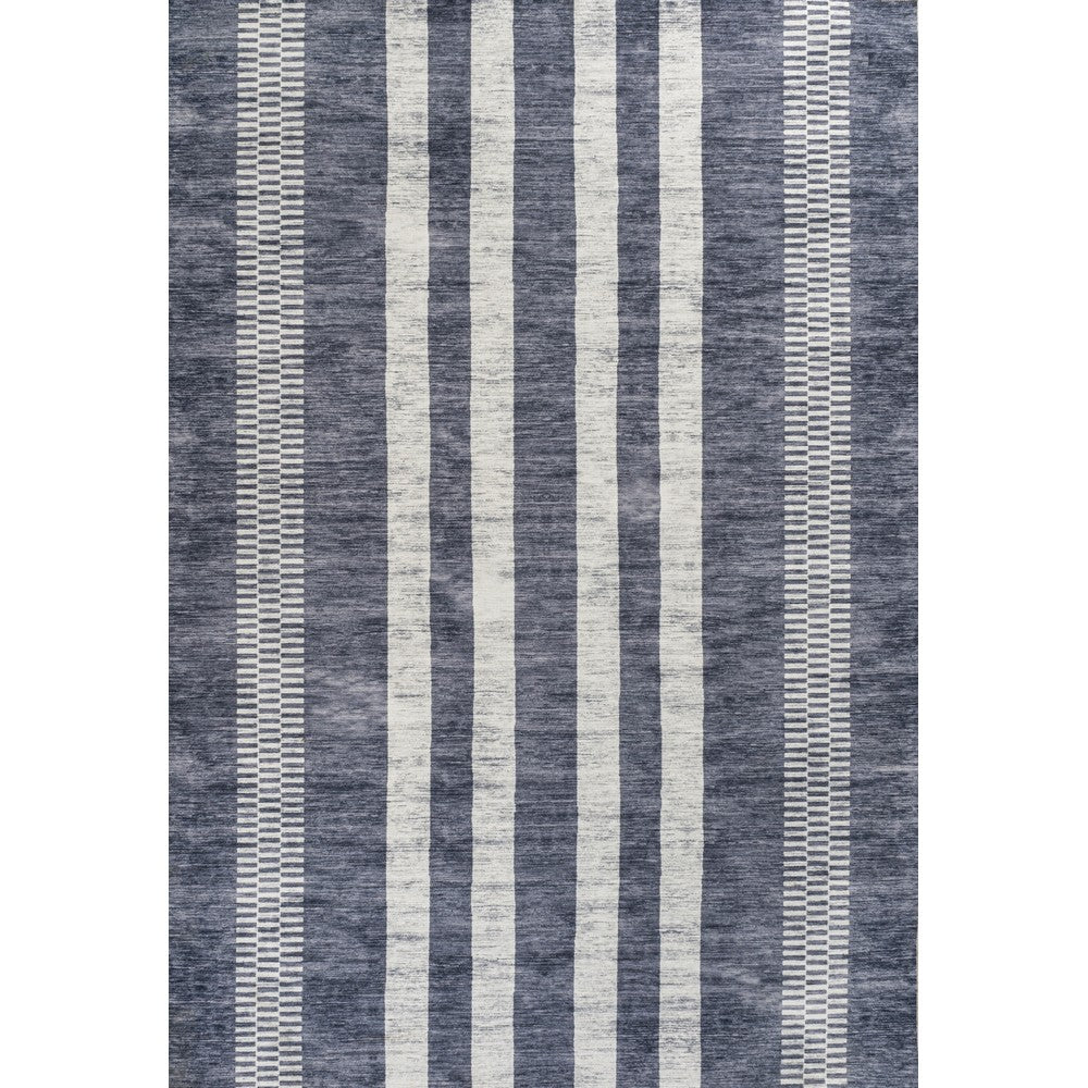 Curry Geometric Striped Machine-washable Area Rug