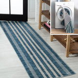 Curry Geometric Striped Machine-washable Area Rug