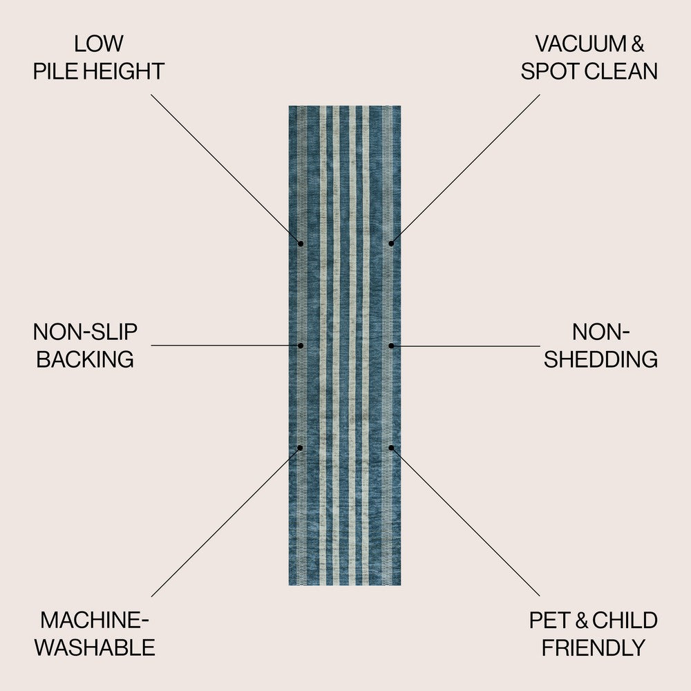 Curry Geometric Striped Machine-washable Area Rug