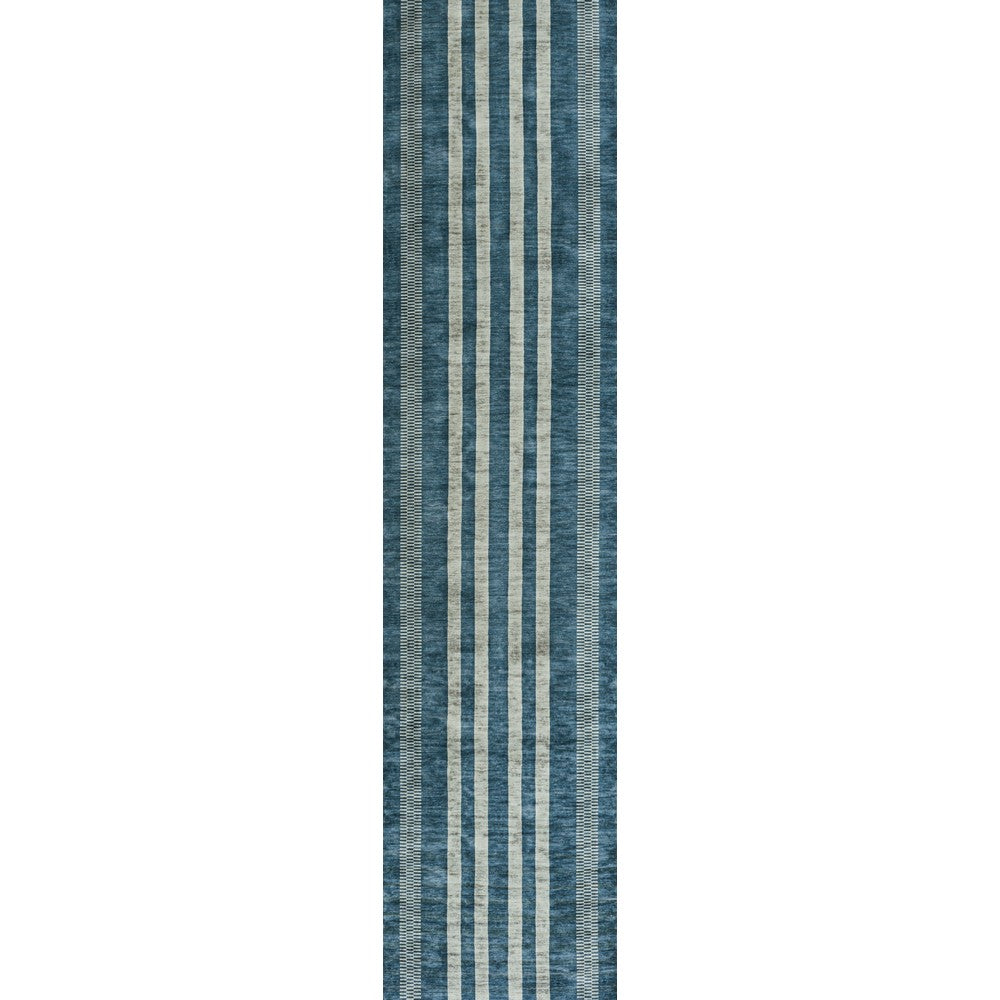 Curry Geometric Striped Machine-washable Area Rug