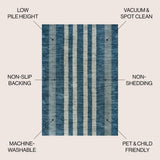 Curry Geometric Striped Machine-washable Area Rug