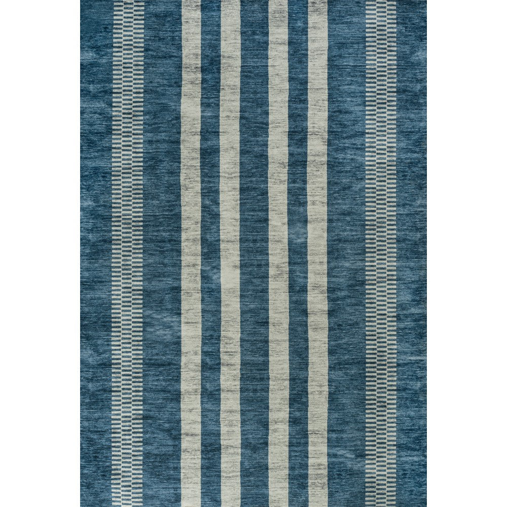 Curry Geometric Striped Machine-washable Area Rug
