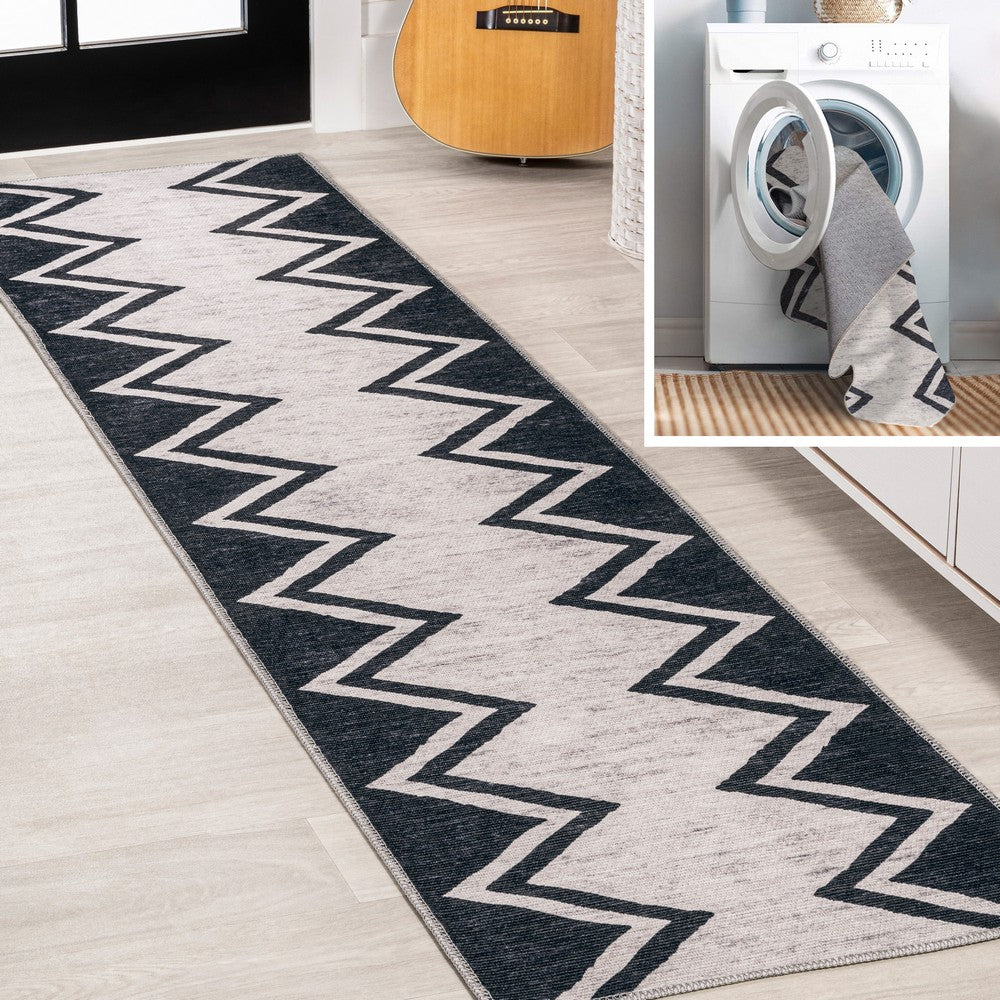 Robinson Modern Chevron Border Area Rug