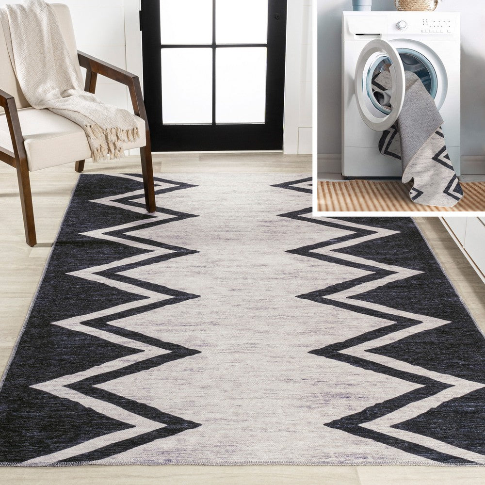 Robinson Modern Chevron Border Area Rug