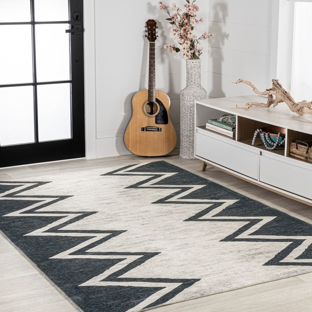 Robinson Modern Chevron Border Area Rug