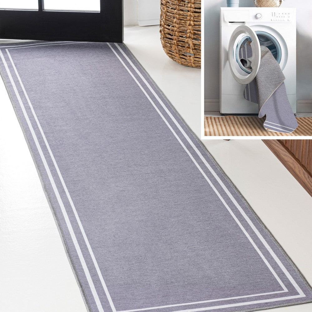 Khmer-Classic 2-stripe Border Washable Area Rug