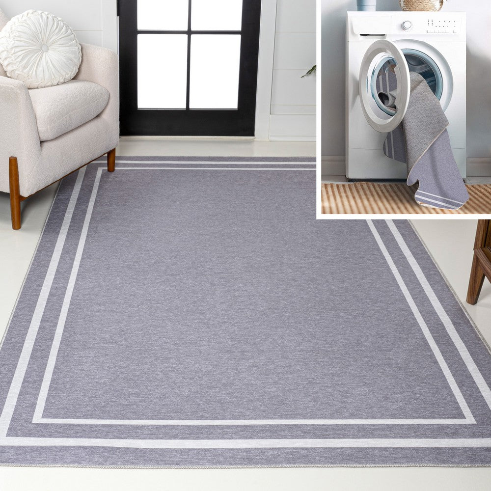 Khmer-Classic 2-stripe Border Washable Area Rug