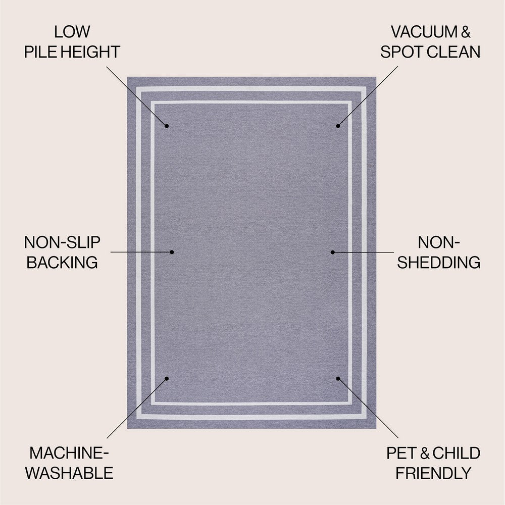 Khmer-Classic 2-stripe Border Washable Area Rug