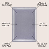 Khmer-Classic 2-stripe Border Washable Area Rug