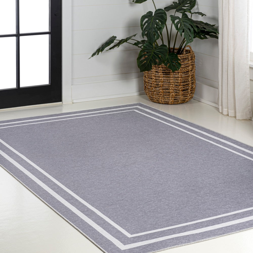 Khmer-Classic 2-stripe Border Washable Area Rug