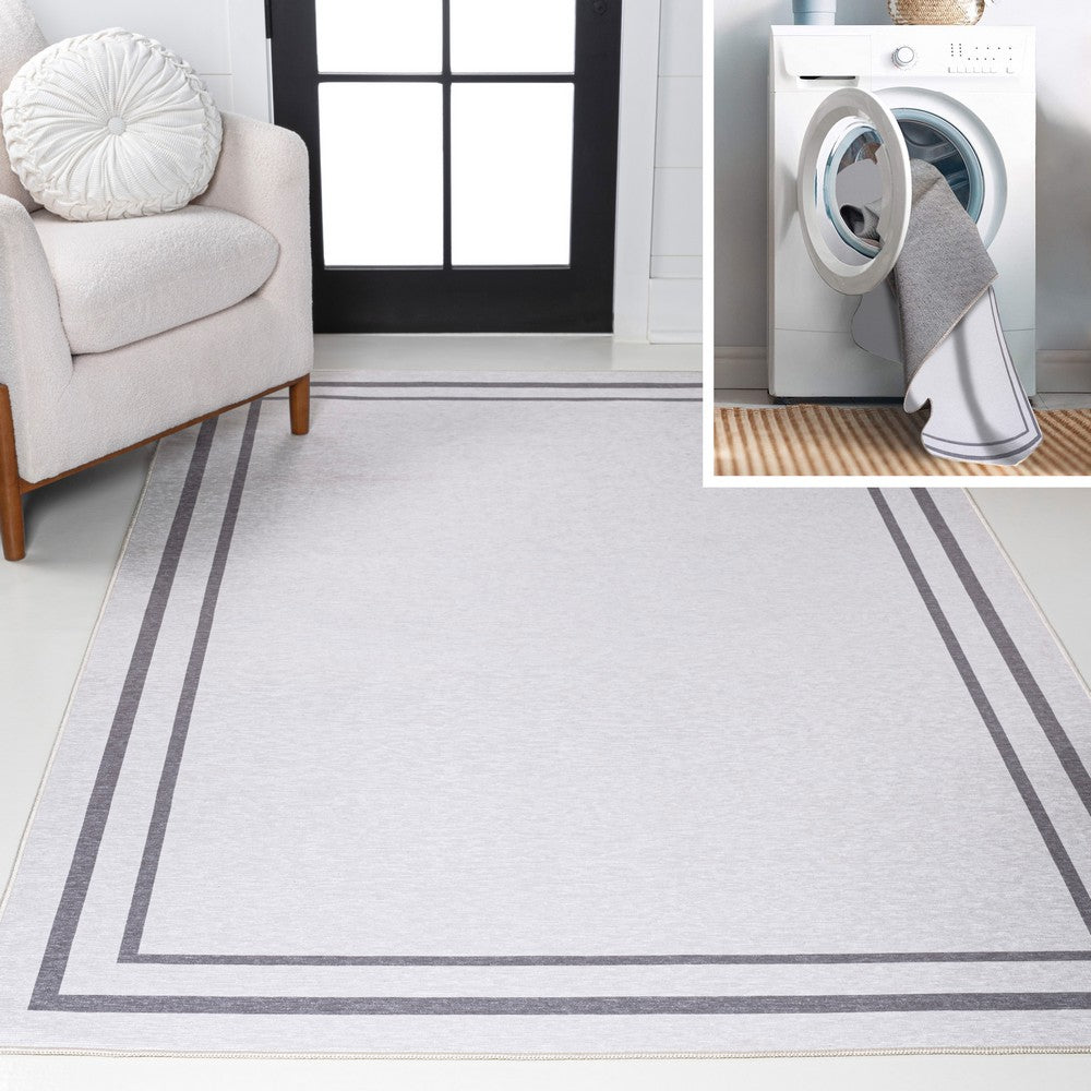 Khmer-Classic 2-stripe Border Washable Area Rug