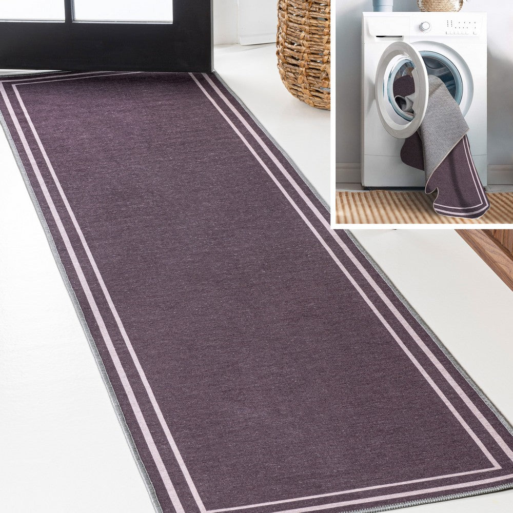 Khmer-Classic 2-stripe Border Washable Area Rug