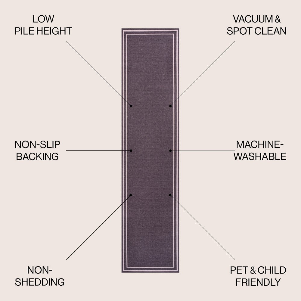 Khmer-Classic 2-stripe Border Washable Area Rug