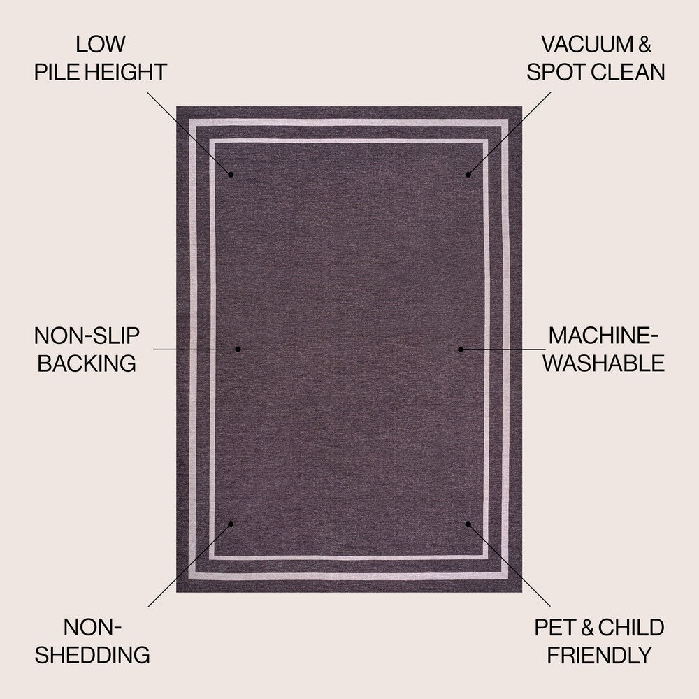 Khmer-Classic 2-stripe Border Washable Area Rug