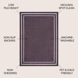 Khmer-Classic 2-stripe Border Washable Area Rug