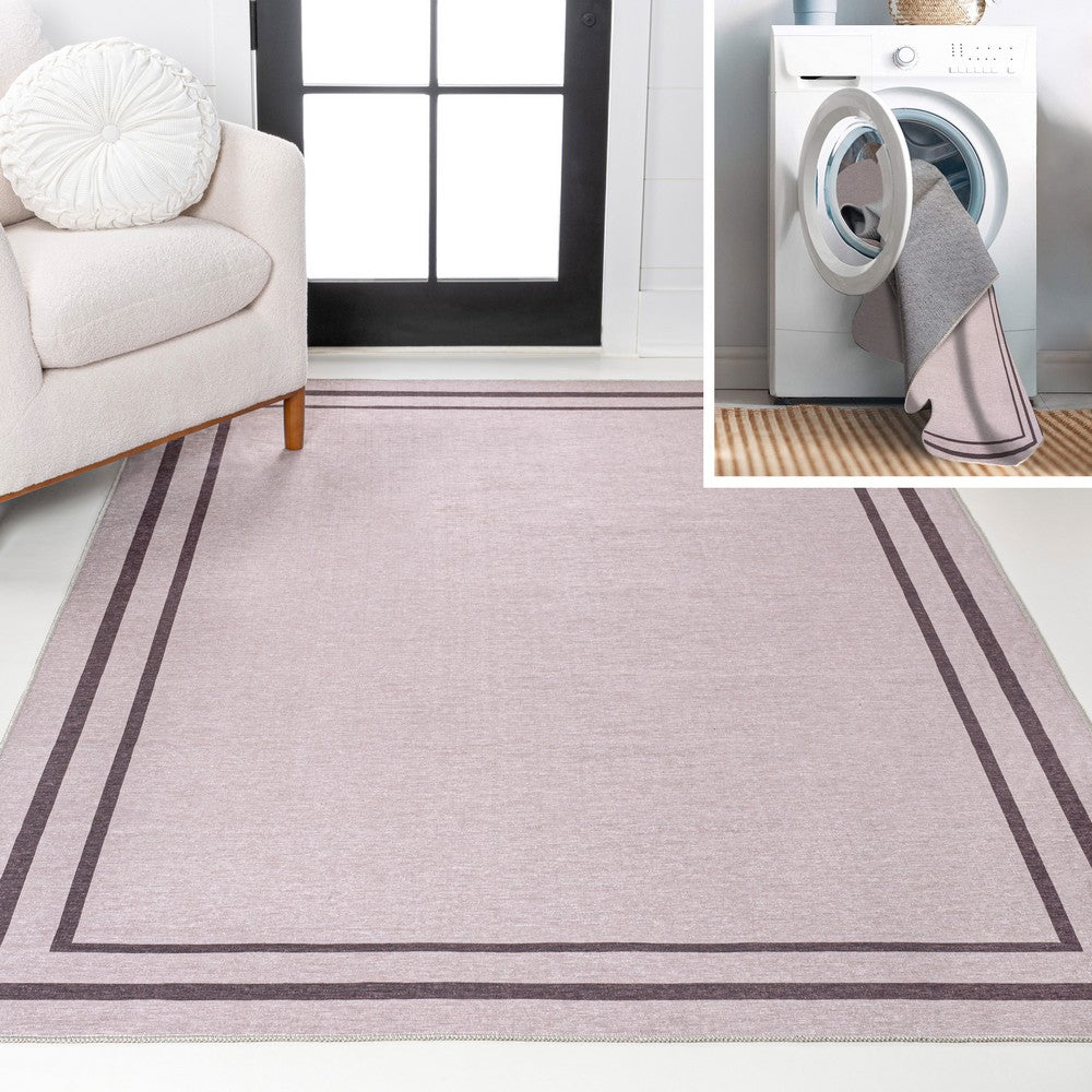 Khmer-Classic 2-stripe Border Washable Area Rug