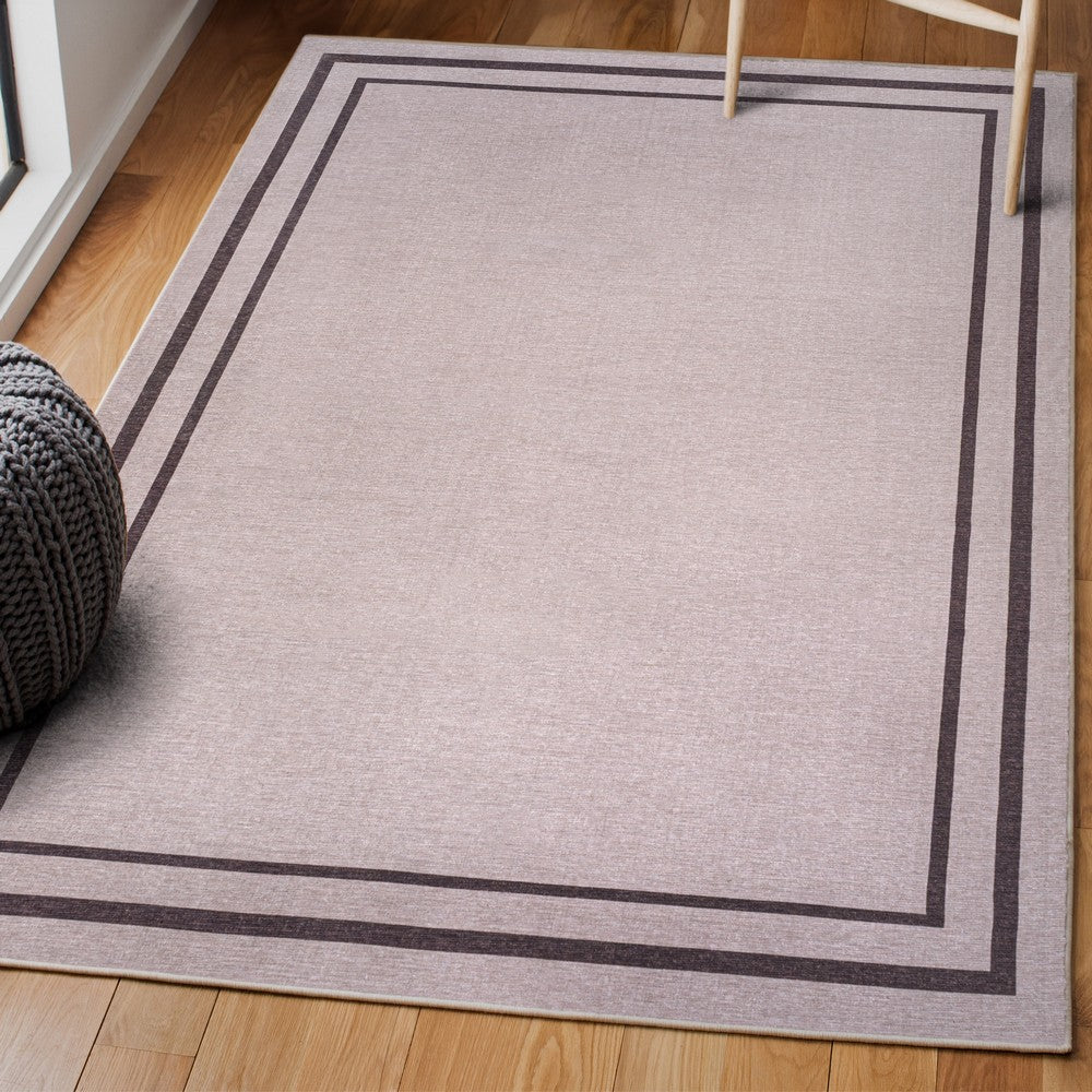 Khmer-Classic 2-stripe Border Washable Area Rug