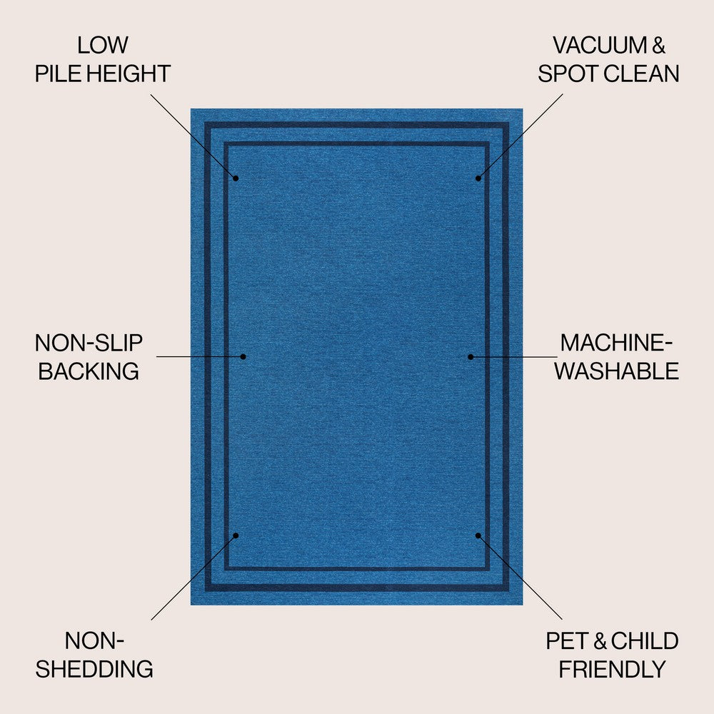 Khmer-Classic 2-stripe Border Washable Area Rug