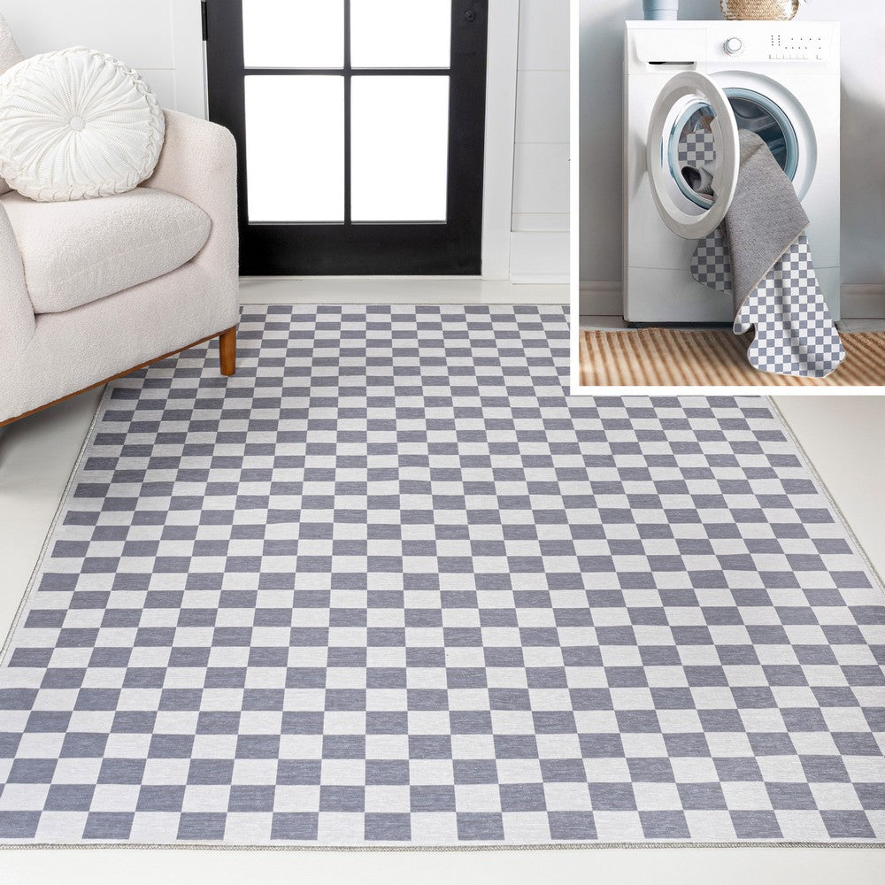 Royale Modern Cottage Checkerboard Washable Area Rug