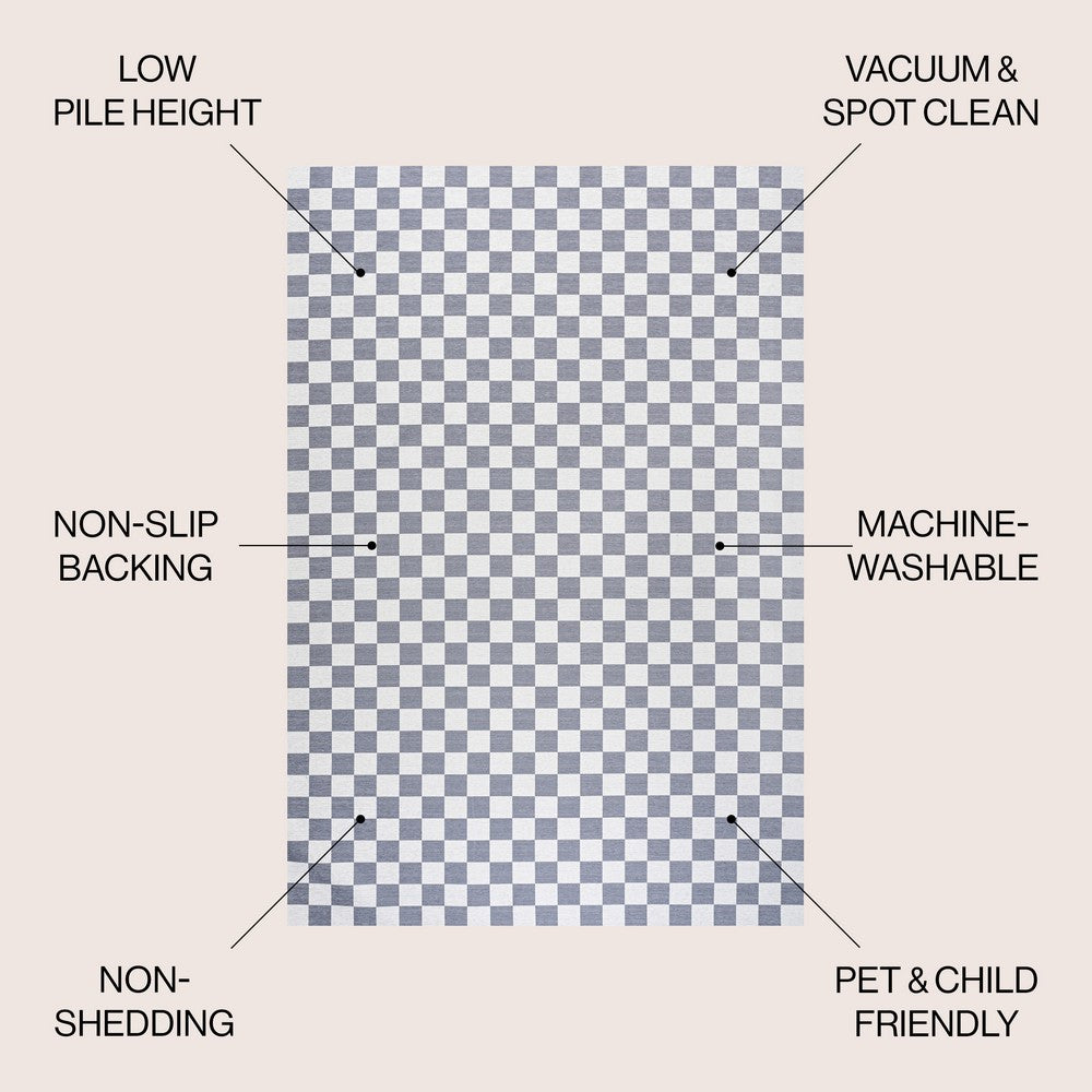 Royale Modern Cottage Checkerboard Washable Area Rug
