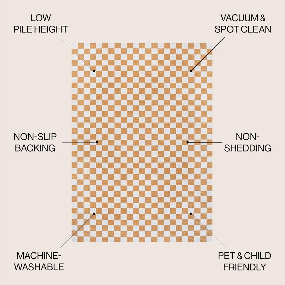 Royale Modern Cottage Checkerboard Washable Area Rug