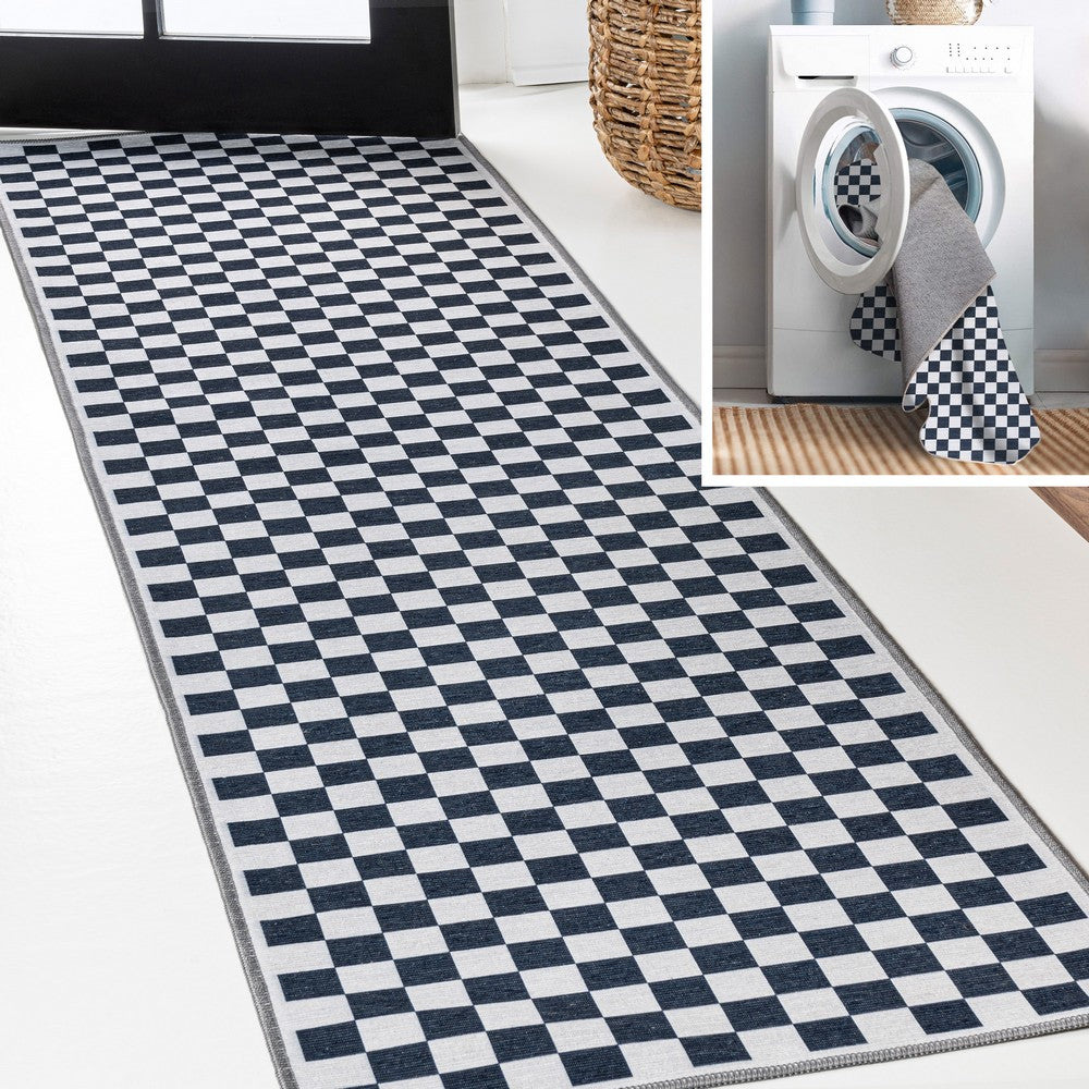 Royale Modern Cottage Checkerboard Washable Area Rug
