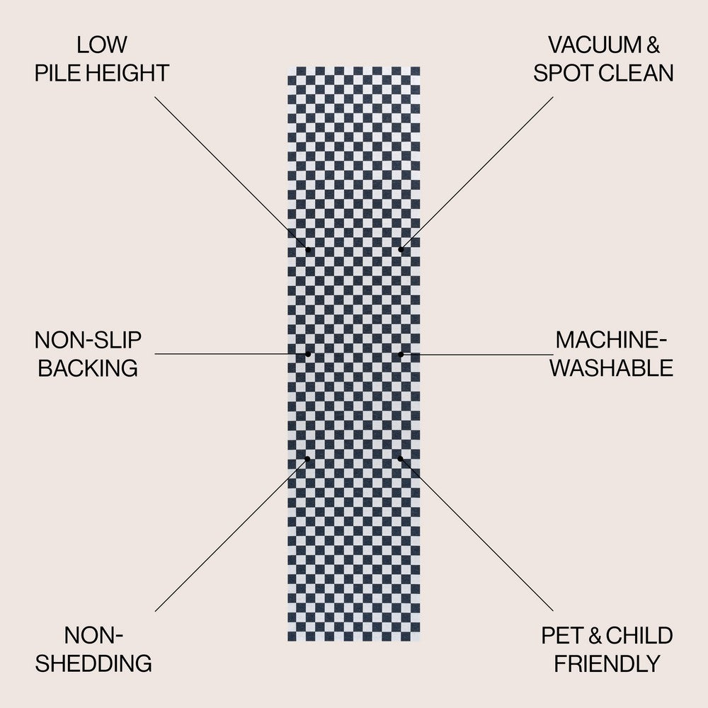 Royale Modern Cottage Checkerboard Washable Area Rug