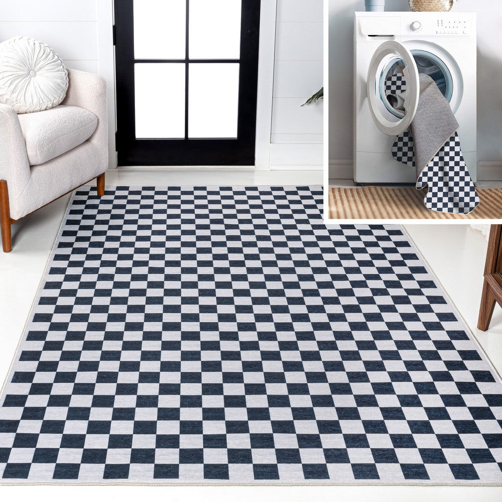 Royale Modern Cottage Checkerboard Washable Area Rug