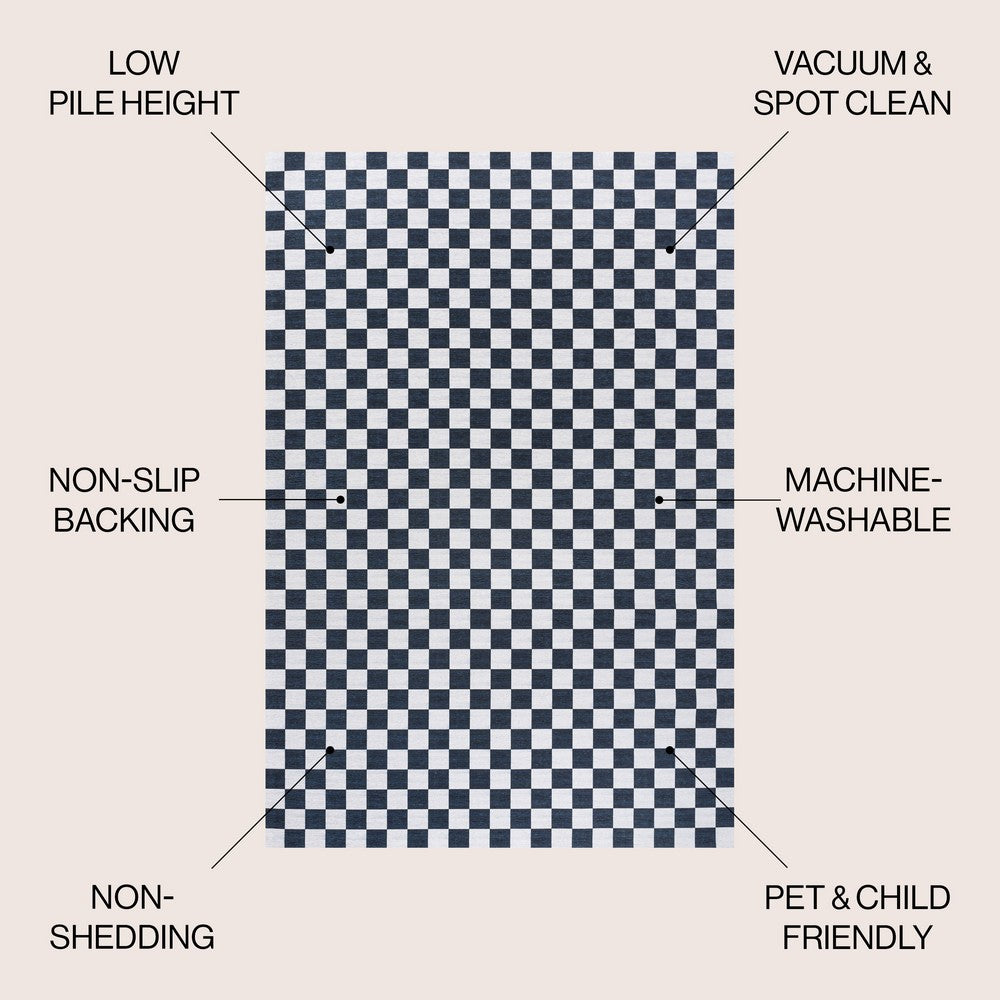 Royale Modern Cottage Checkerboard Washable Area Rug