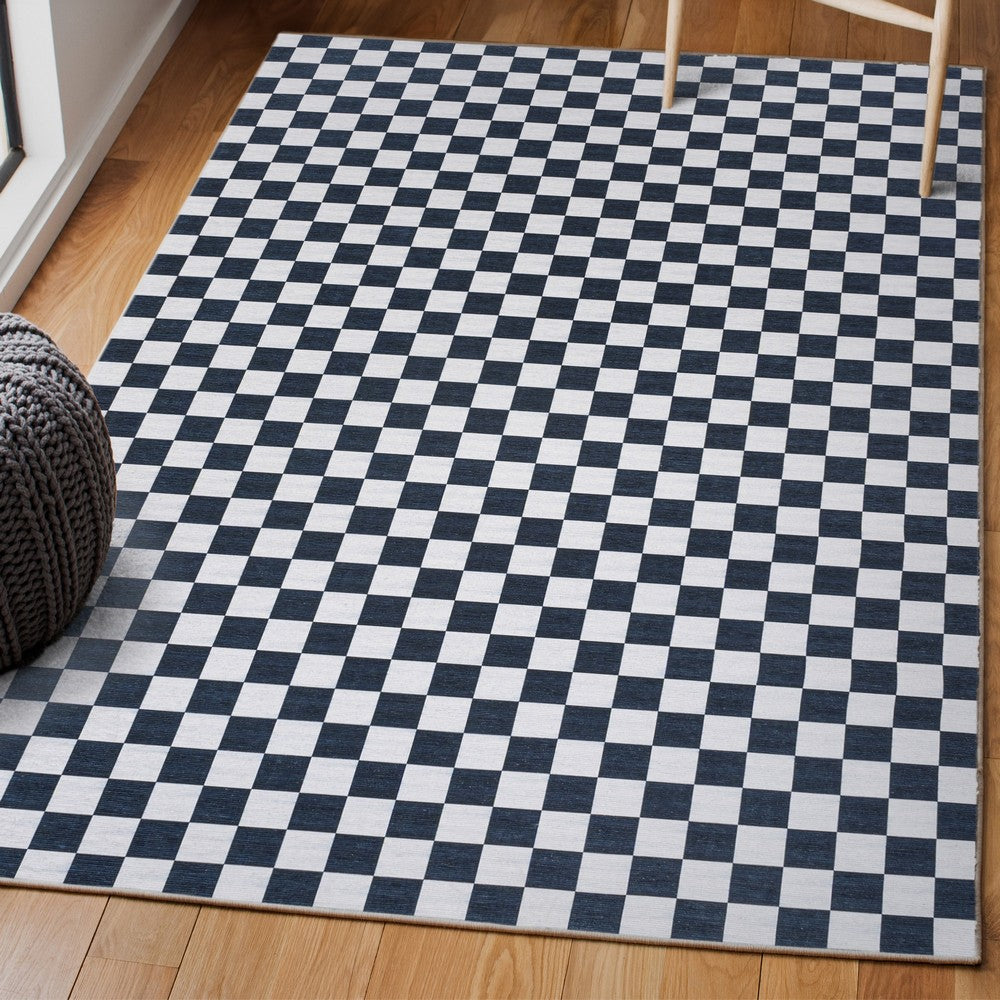 Royale Modern Cottage Checkerboard Washable Area Rug