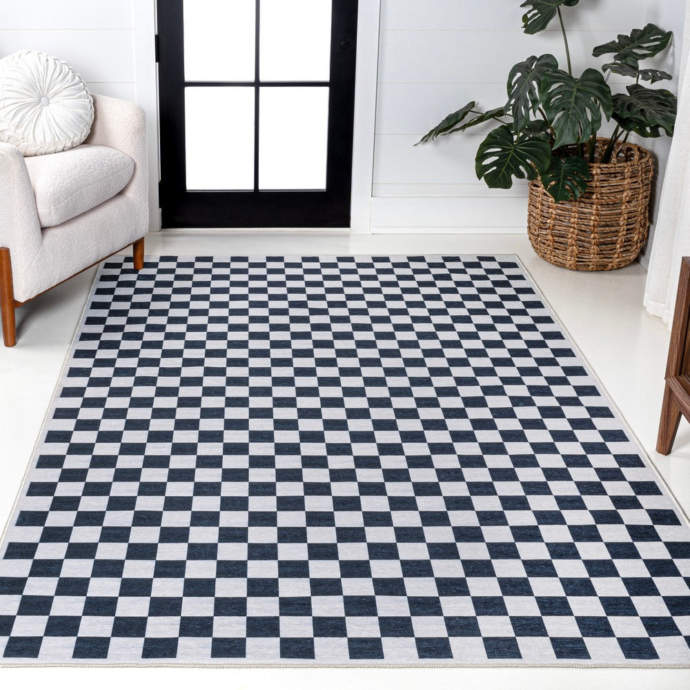 Royale Modern Cottage Checkerboard Washable Area Rug