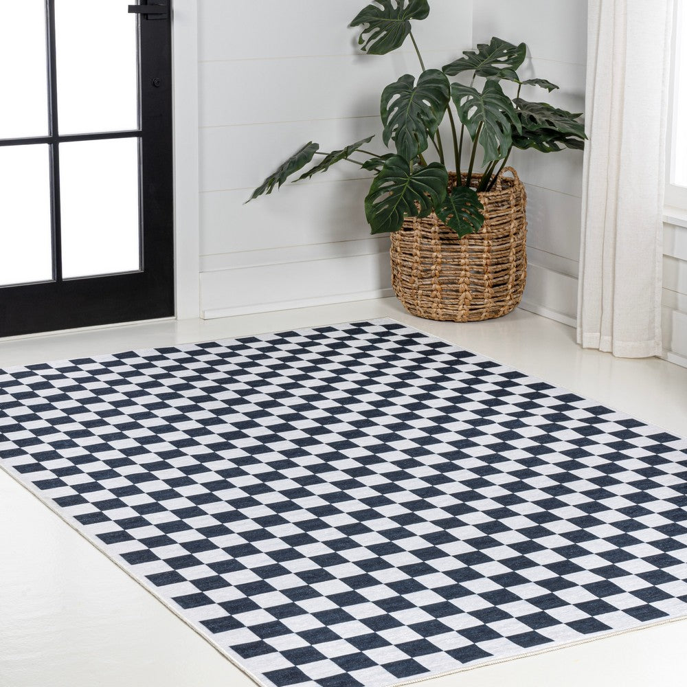 Royale Modern Cottage Checkerboard Washable Area Rug