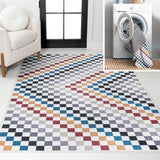 Royale Modern Cottage Checkerboard Washable Area Rug