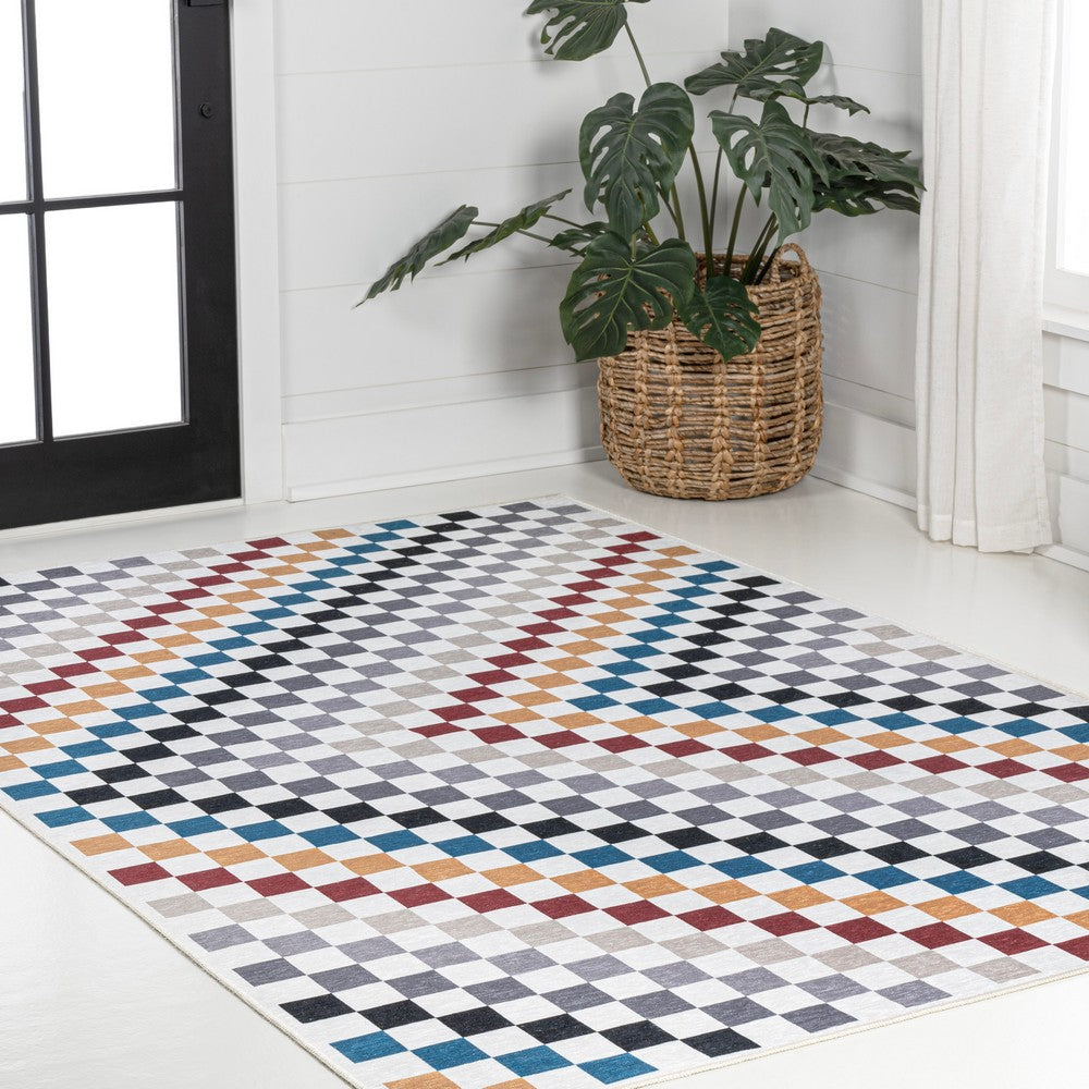Royale Modern Cottage Checkerboard Washable Area Rug