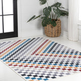 Royale Modern Cottage Checkerboard Washable Area Rug
