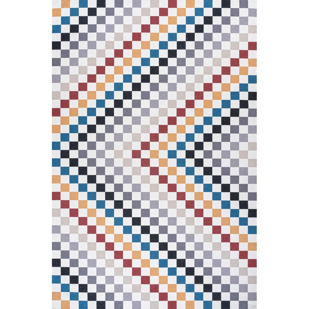 Royale Modern Cottage Checkerboard Washable Area Rug