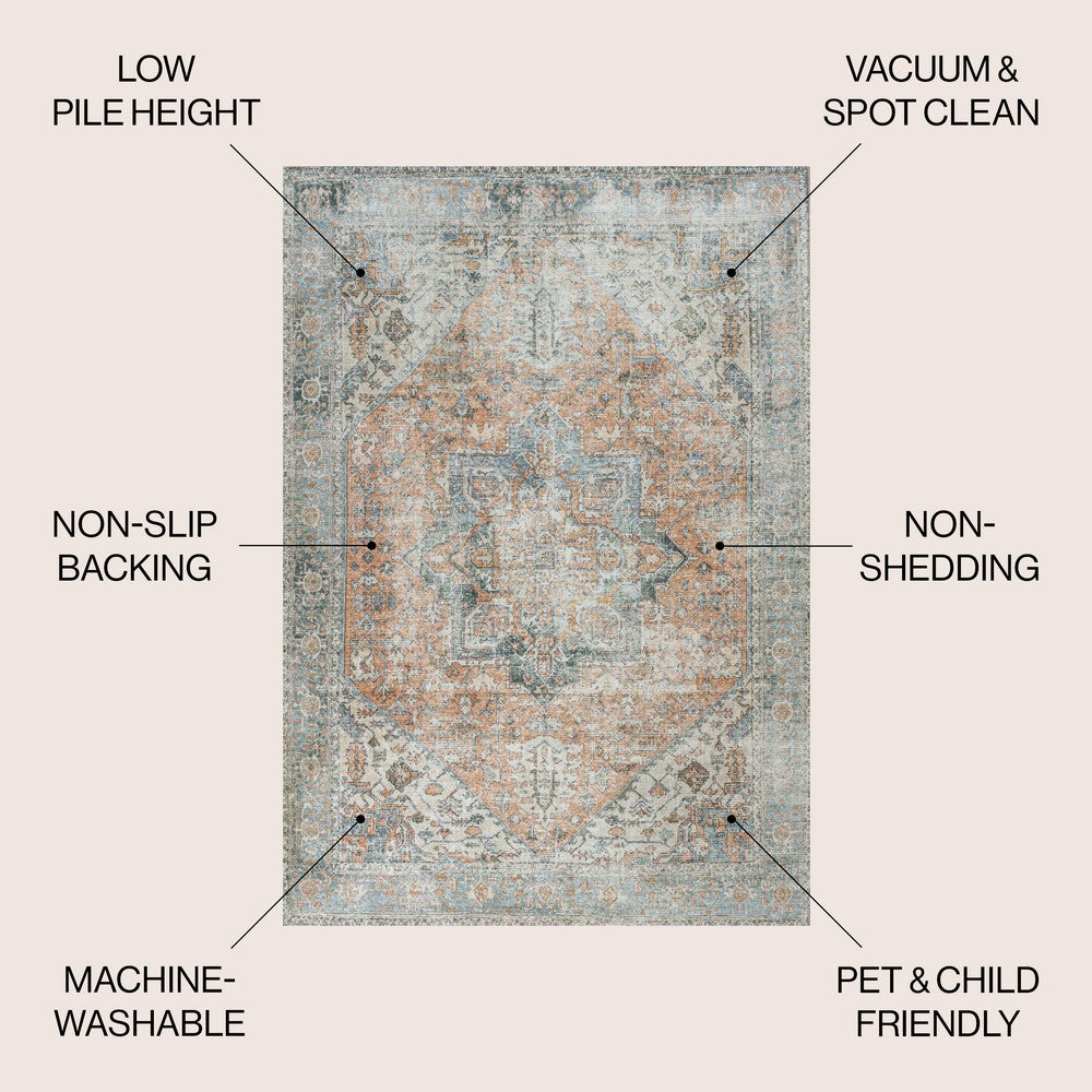 Elida Distressed Medallion Chenille Machine-washable Area Rug