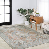 Elida Distressed Medallion Chenille Machine-washable Area Rug