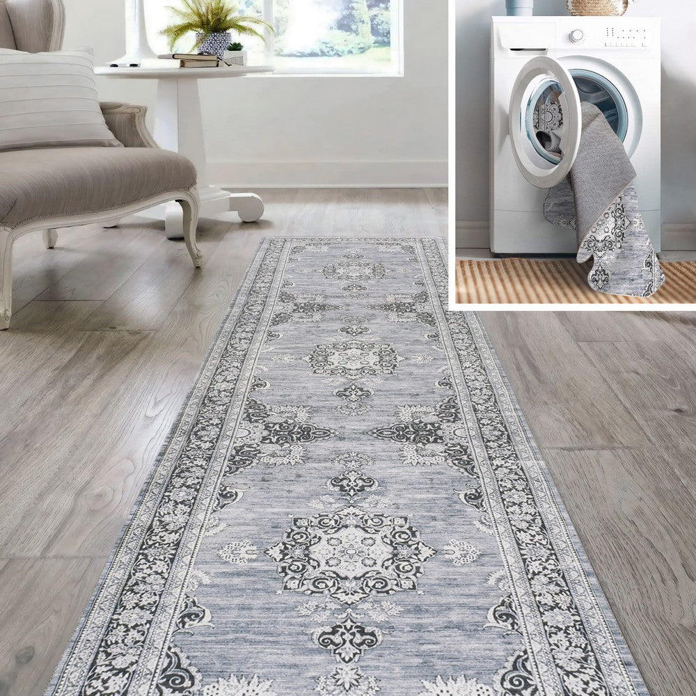 Boho Bohemian Distressed Chenille Machine-washable Area Rug