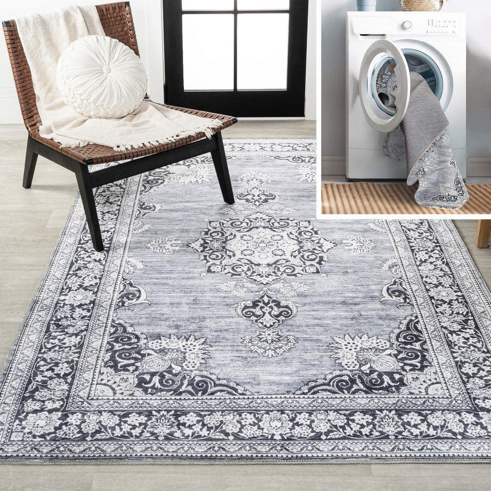 Boho Bohemian Distressed Chenille Machine-washable Area Rug