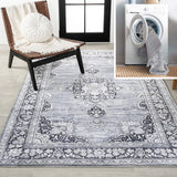 Boho Bohemian Distressed Chenille Machine-washable Area Rug