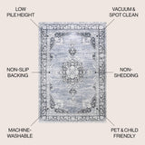 Boho Bohemian Distressed Chenille Machine-washable Area Rug
