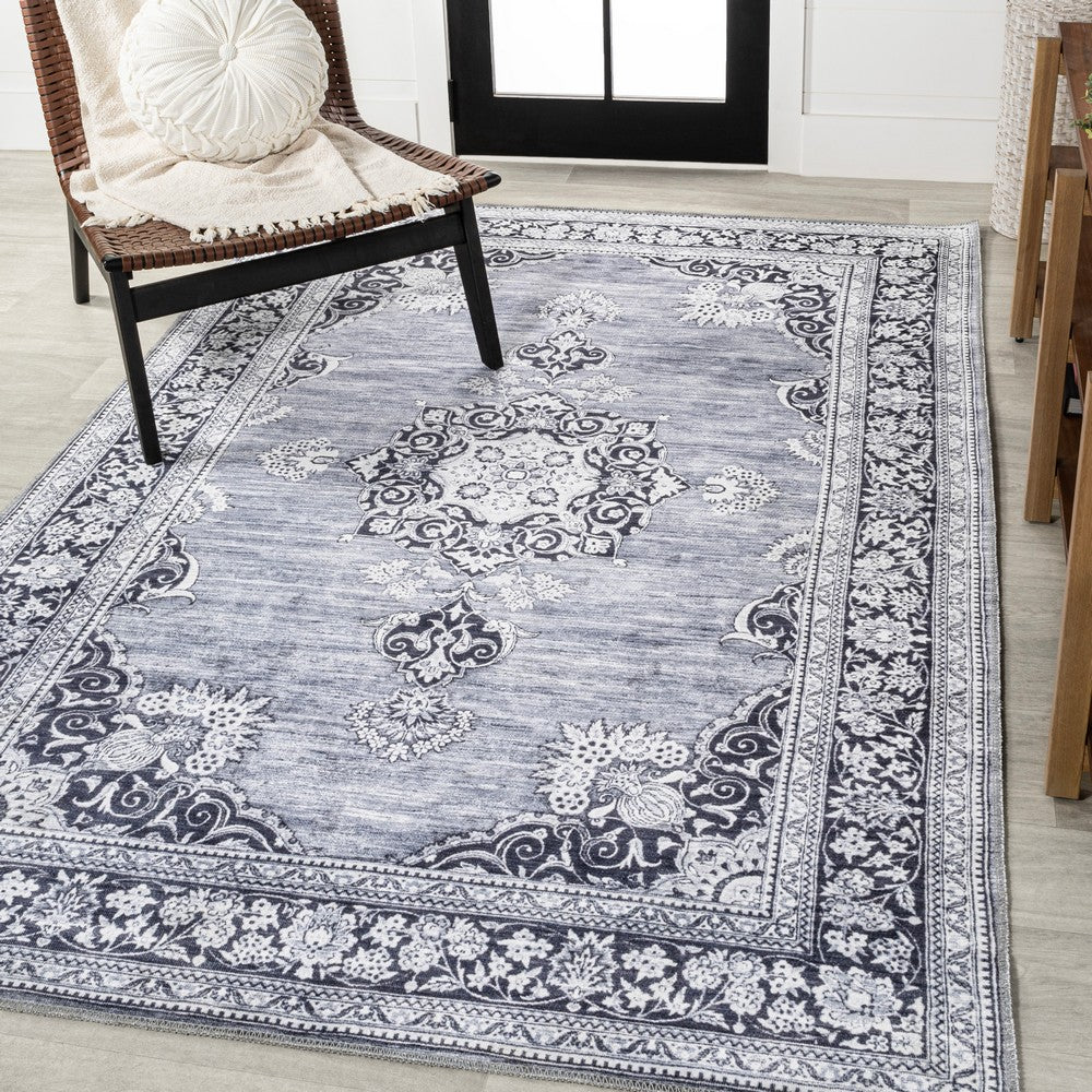 Boho Bohemian Distressed Chenille Machine-washable Area Rug