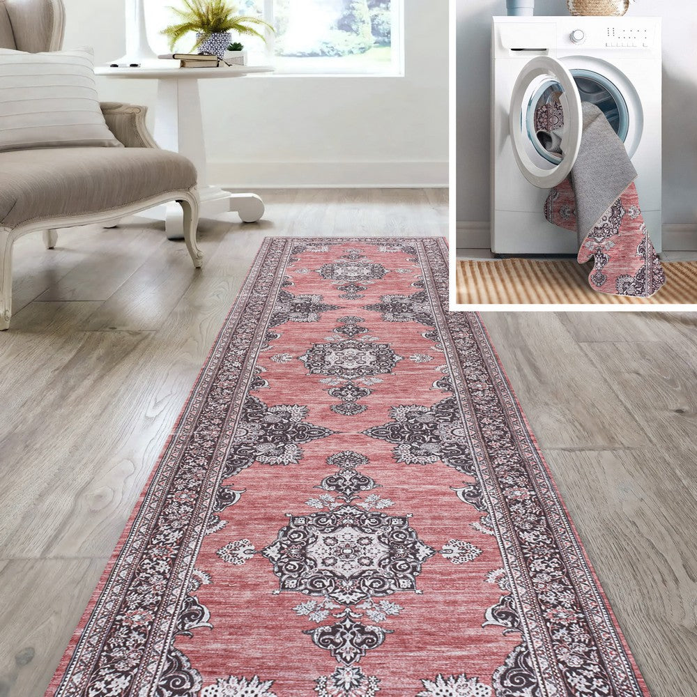 Boho Bohemian Distressed Chenille Machine-washable Area Rug