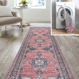 Boho Bohemian Distressed Chenille Machine-washable Area Rug