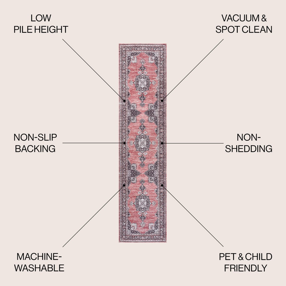 Boho Bohemian Distressed Chenille Machine-washable Area Rug