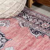 Boho Bohemian Distressed Chenille Machine-washable Area Rug