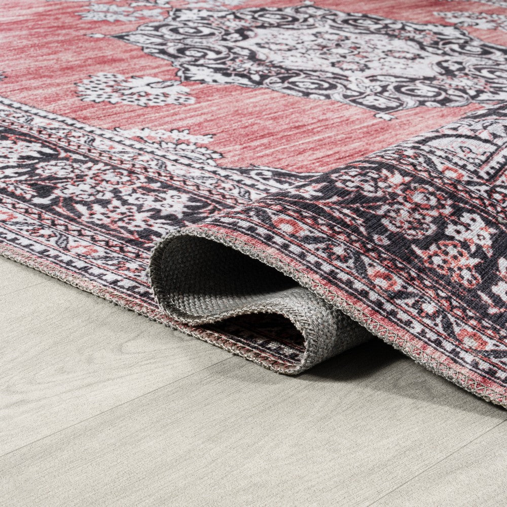 Boho Bohemian Distressed Chenille Machine-washable Area Rug