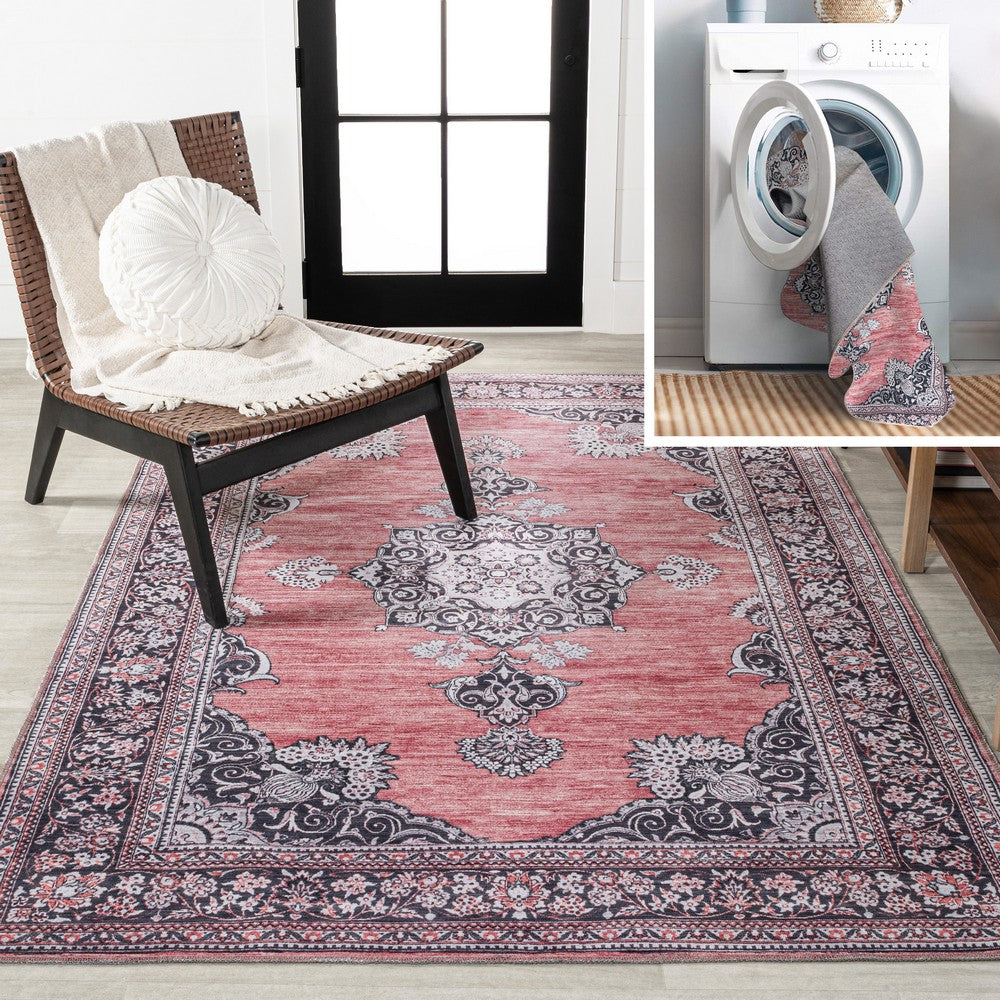 Boho Bohemian Distressed Chenille Machine-washable Area Rug